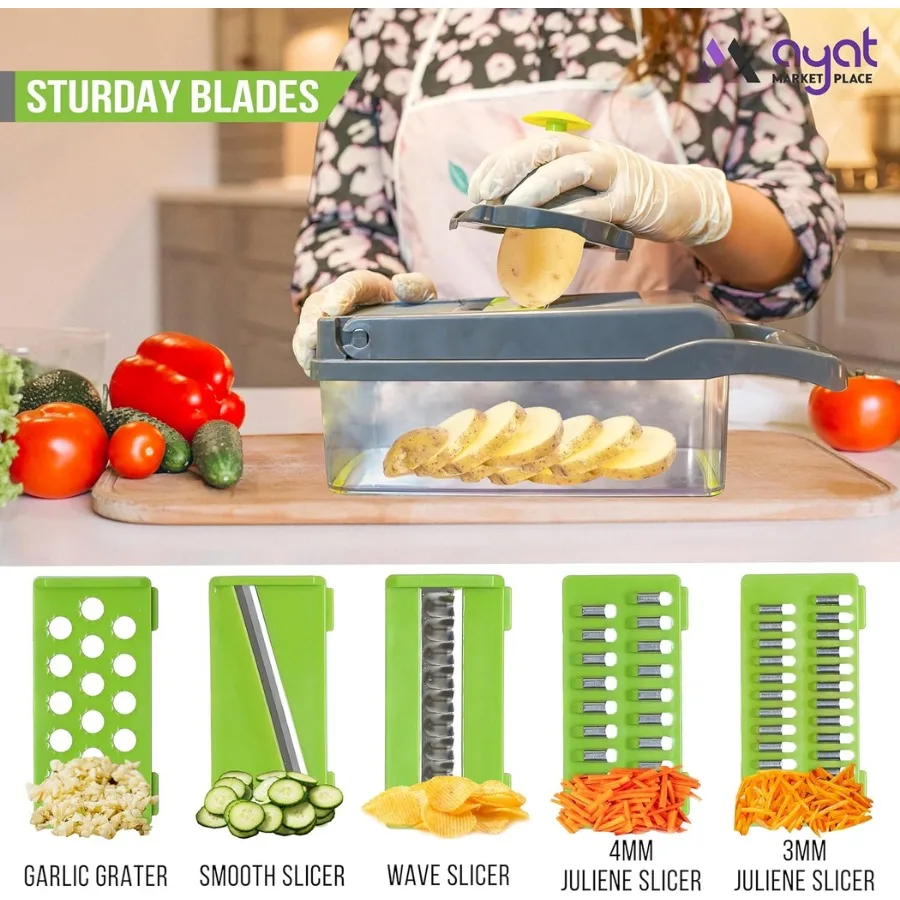 Fatiador e Cortador de Legumes 16 em 1 – Multifuncional com Coletor - Imagem 4