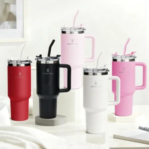 Copo Térmico Inox Portátil 1200ml/1.2L Garrafa Térmica Inoxidável com Tampa e Canudo