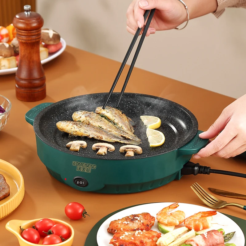 Multifogão elétrico frigideira elétrica 220v househould churrasco bife frito peixe omelete frigideira antiaderente máquina de cozinhar - Imagem 4