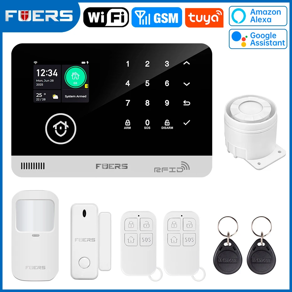 Fuers sistema de alarme para casa wifi gsm alarme de segurança host anti-roubo com sensor de movimento da porta tuya controle de aplicativo inteligente trabalho alexa - Imagem 13