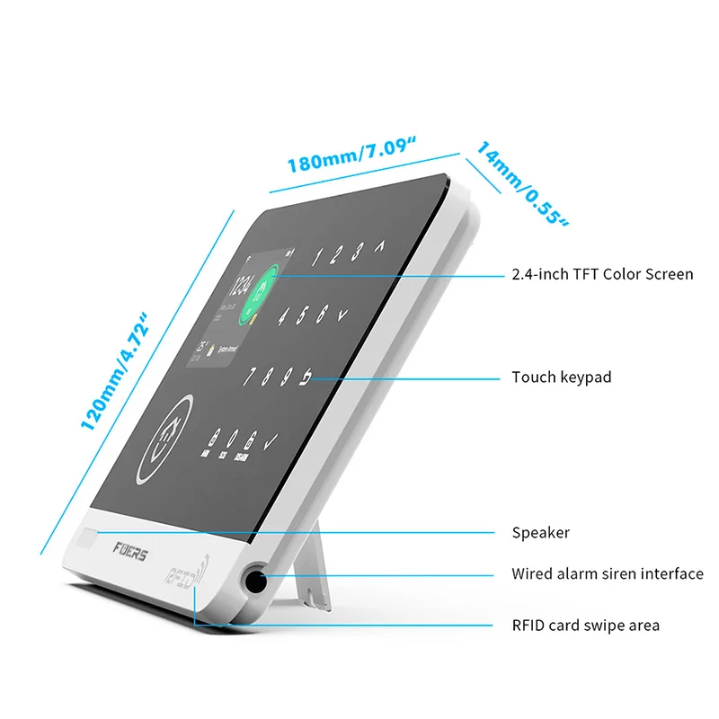 Fuers sistema de alarme para casa wifi gsm alarme de segurança host anti-roubo com sensor de movimento da porta tuya controle de aplicativo inteligente trabalho alexa - Imagem 6