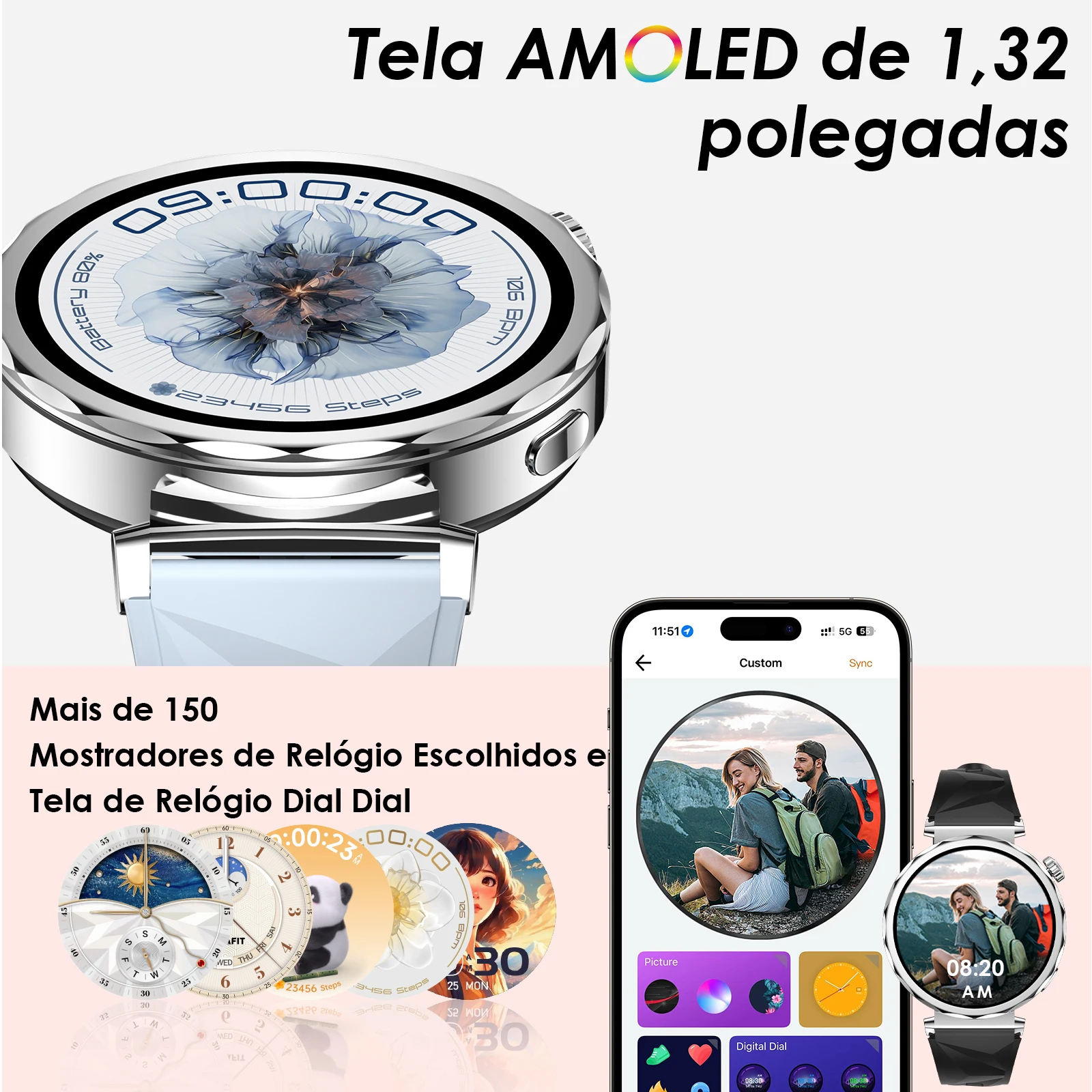 AURAIF ELLA 4: Relógio Inteligente Feminino com Múltiplos Modos Esportivos, Chamadas Bluetooth e Mostradores Personalizáveis - Imagem 4