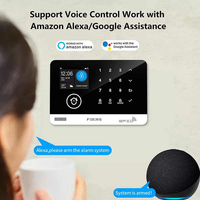 Fuers sistema de alarme para casa wifi gsm alarme de segurança host anti-roubo com sensor de movimento da porta tuya controle de aplicativo inteligente trabalho alexa - Imagem 4