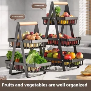 Cesta de frutas portátil ferro arte cozinha organizador para frutas pão lanches rack armazenamento