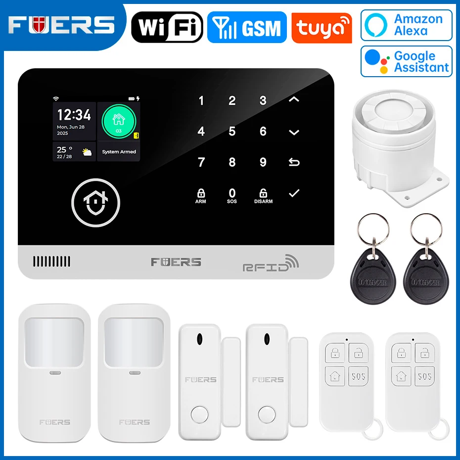 Fuers sistema de alarme para casa wifi gsm alarme de segurança host anti-roubo com sensor de movimento da porta tuya controle de aplicativo inteligente trabalho alexa - Imagem 12